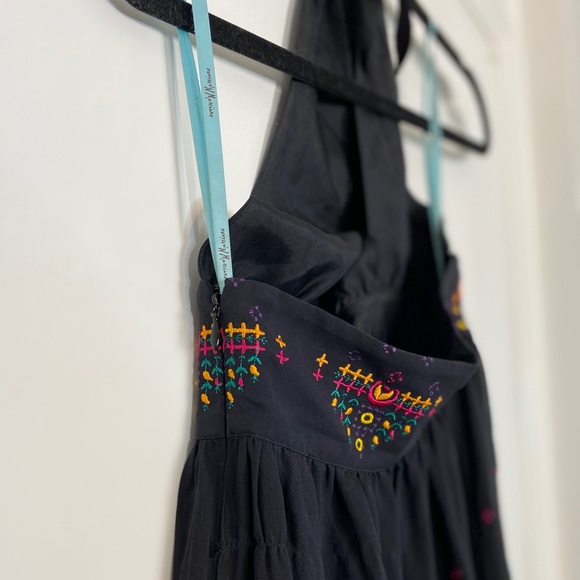 Marciano silk black halter maxi dress tiered colours boho - Picture 8 of 10